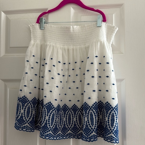 J. Crew Dresses & Skirts - Jcrew elastic waist white with blue embroidery gauze skirt. Brand new with tags.